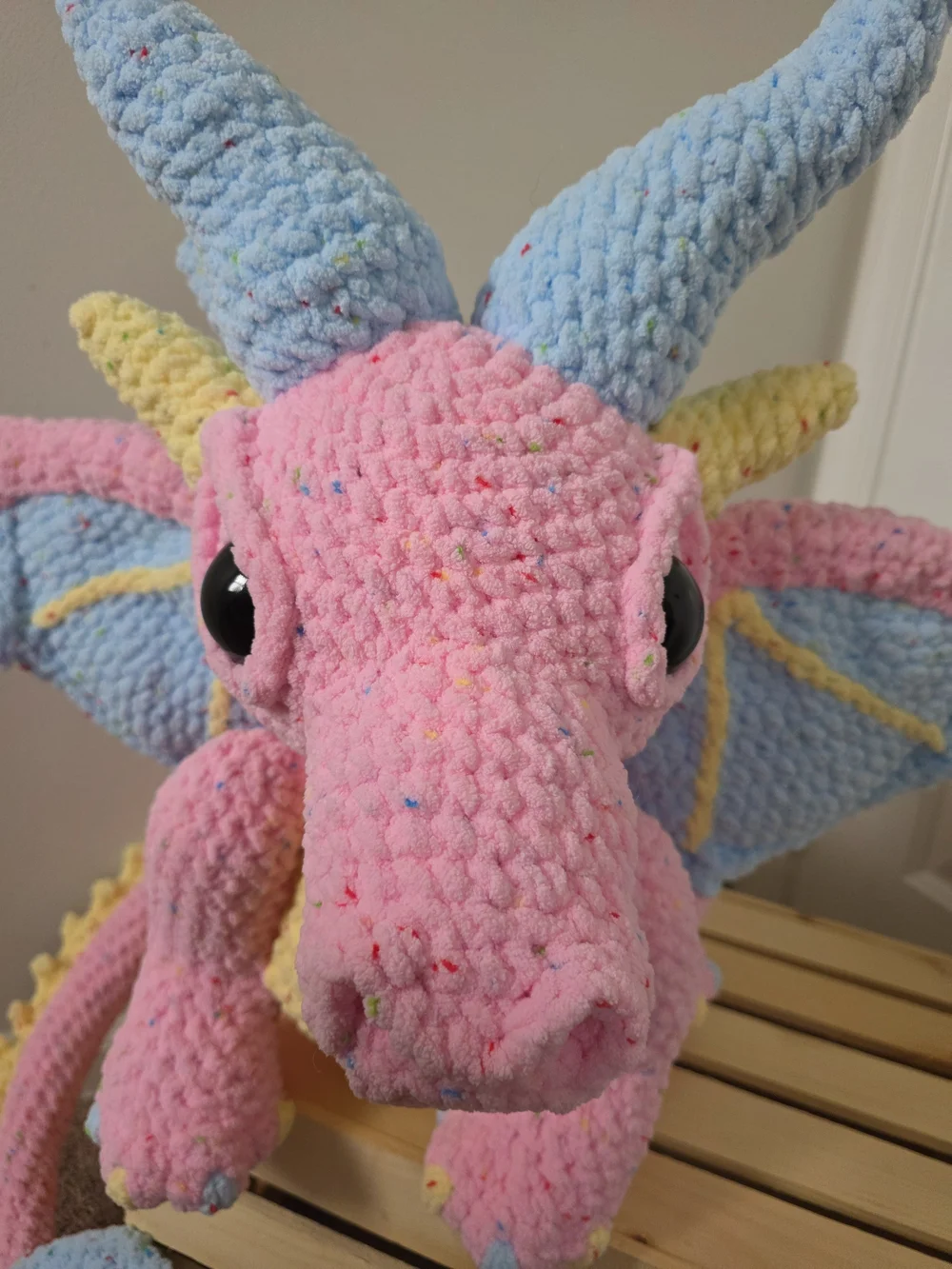 Handmade Plush Dragon Toy - Pink & Blue